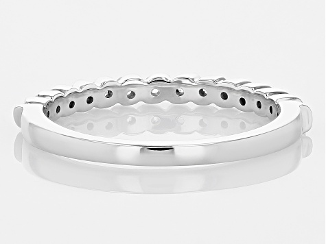 White Zircon Rhodium Over 14K White Gold Band Ring 0.41ctw