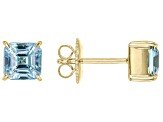 Blue Zircon 10k Yellow Gold Stud Earrings 2.85ctw