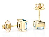 Blue Zircon 10k Yellow Gold Stud Earrings 2.85ctw