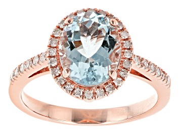 Picture of Blue Oval Aquamarine 14k Rose Gold Ring 2.50ctw