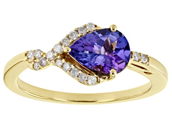 Picture of Blue Tanzanite 10k Yellow Gold Ring 1.09ctw