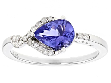 Picture of Blue Tanzanite Rhodium Over 10k White Gold Ring 1.09ctw