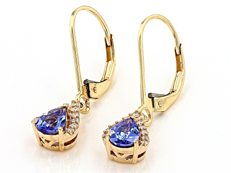 Blue Tanzanite 10k Yellow Gold Earrings 0.81ctw