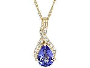 Blue Tanzanite 10k Yellow Gold Pendant With Chain 1.07ctw