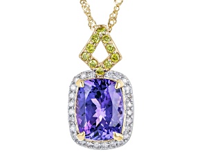 Blue Tanzanite 14K Yellow Gold Pendant With Chain 2.26ctw