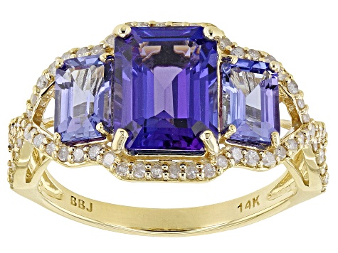 Blue Tanzanite 14K Yellow Gold Ring 3.59ctw