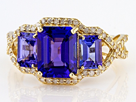 Blue Tanzanite 14K Yellow Gold Ring 3.59ctw