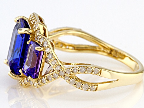 Blue Tanzanite 14K Yellow Gold Ring 3.59ctw