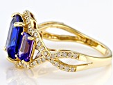 Blue Tanzanite 14K Yellow Gold Ring 3.59ctw