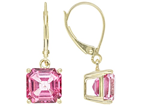 Pink Topaz 10k Yellow Gold Drop Earrings 5.53ctw