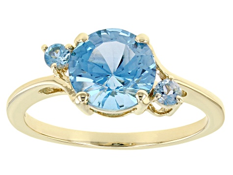 Swiss Blue Topaz 10k Yellow Gold Ring 2.13ctw