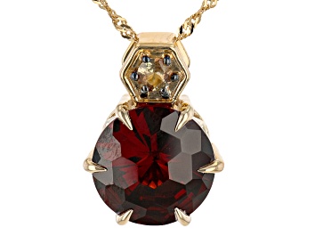 Picture of Red Vermelho Garnet(TM) 10k Yellow Gold Pendant With Chain 3.69ctw
