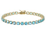 Swiss Blue Topaz 10k Yellow Gold Tennis Bracelet 10.03ctw