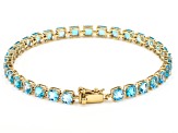 Swiss Blue Topaz 10k Yellow Gold Tennis Bracelet 10.03ctw