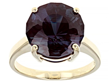 Picture of Blue Lab Created Alexandrite 10k Yellow Gold Solitaire Ring 7.00ct