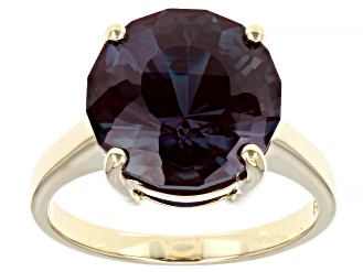 Blue Lab Created Alexandrite 10k Yellow Gold Solitaire Ring 7.00ct