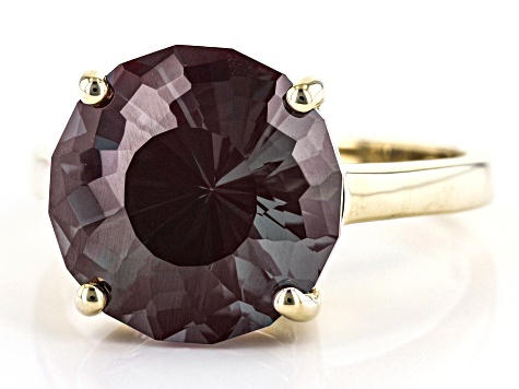 Blue Lab Created Alexandrite 10k Yellow Gold Solitaire Ring 7.00ct