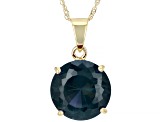 Blue Lab Created Alexandrite 10k Yellow Gold Solitaire Pendant With Chain 7.00ct