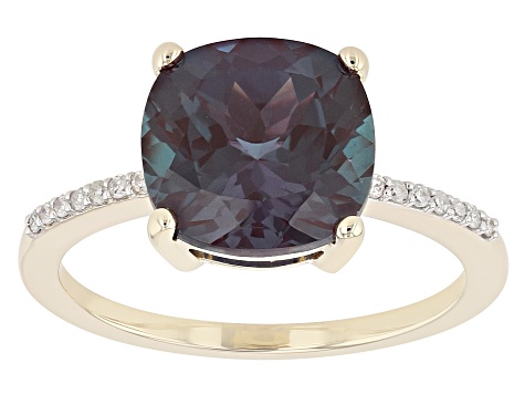 Blue Lab Created Alexandrite 10k Yellow Gold Ring 5.06ctw