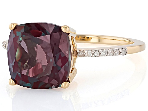 Blue Lab Created Alexandrite 10k Yellow Gold Ring 5.06ctw - DNO092