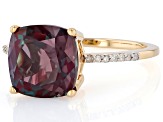 Blue Lab Created Alexandrite 10k Yellow Gold Ring 5.06ctw