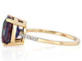 Blue Lab Created Alexandrite 10k Yellow Gold Ring 5.06ctw