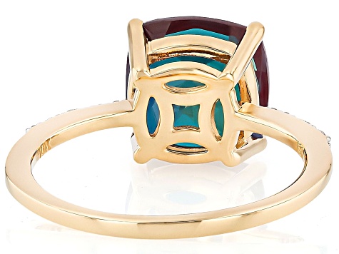 Blue Lab Created Alexandrite 10k Yellow Gold Ring 5.06ctw