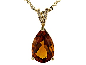 Madeira Citrine 10K Yellow Gold Pendant With Chain 2.28ctw