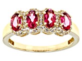 Pink And White Topaz 10K Yellow Gold Ring 1.06ctw