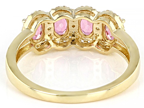 Pink And White Topaz 10K Yellow Gold Ring 1.06ctw