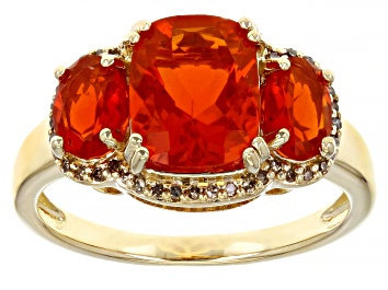 Picture of Orange Mexican Fire Opal 14K Yellow Gold Ring  1.68ctw