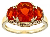 Orange Mexican Fire Opal 14K Yellow Gold Ring  1.68ctw
