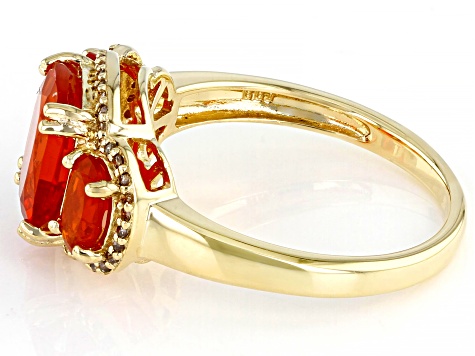 Orange Mexican Fire Opal 14K Yellow Gold Ring  1.68ctw