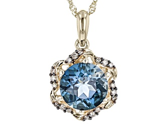 London Blue Topaz 10k Yellow Gold Pendant With Chain 2.07ctw