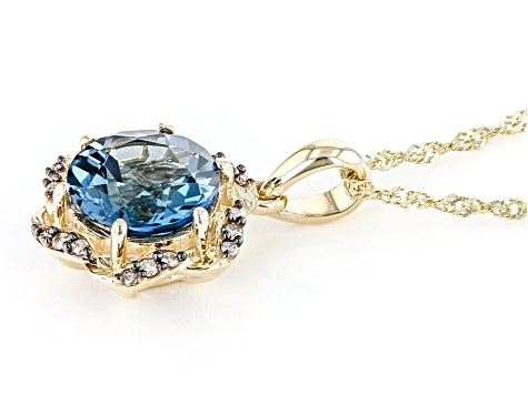 London Blue Topaz 10k Yellow Gold Pendant With Chain 2.07ctw