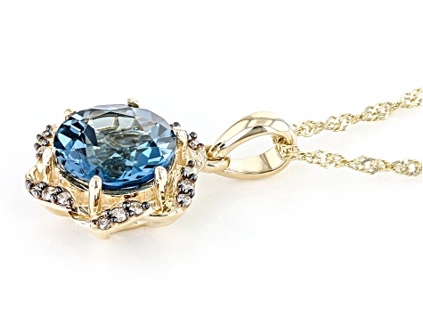 London Blue Topaz 10k Yellow Gold Pendant With Chain 2.07ctw