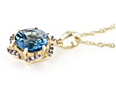 London Blue Topaz 10k Yellow Gold Pendant With Chain 2.07ctw