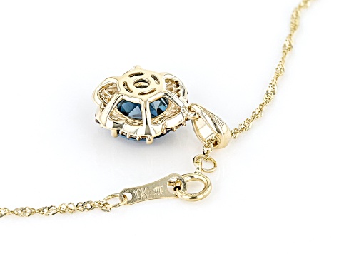 London Blue Topaz 10k Yellow Gold Pendant With Chain 2.07ctw