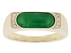 Green Jadeite 18k Yellow Gold Over Sterling Silver Pendant With Chain