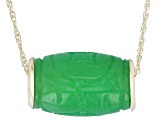 Green Jadeite 10K Yellow Gold Pendant With Chain