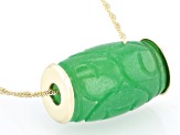 Green Jadeite 10K Yellow Gold Pendant With Chain