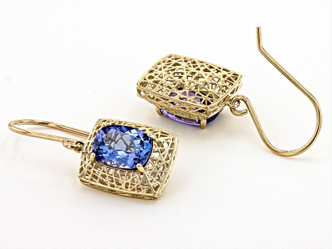 Blue Tanzanite 10k Yellow Gold Earrings 2.60ctw