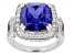 Blue And White Cubic Zirconia Rhodium Over Sterling Silver Ring 12.50ctw
