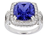 Blue And White Cubic Zirconia Rhodium Over Sterling Silver Ring 12.50ctw