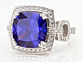 Blue And White Cubic Zirconia Rhodium Over Sterling Silver Ring 12.50ctw