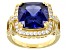 Blue And White Cubic Zirconia 18K Yellow Gold Over Sterling Silver Ring 12.50ctw