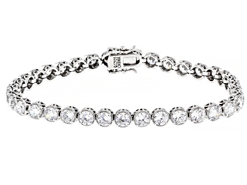 Picture of White Cubic Zirconia Rhodium Over Sterling Silver Tennis Bracelet 16.09ctw