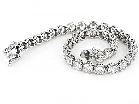 White Cubic Zirconia Rhodium Over Sterling Silver Tennis Bracelet 16.09ctw