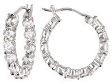 White Cubic Zirconia Rhodium Over Sterling Silver Hoop And Stud Earrings Set 10.00 ctw