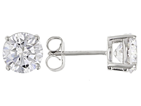 White Cubic Zirconia Rhodium Over Sterling Silver Hoop And Stud Earrings Set 10.00 ctw